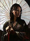 michiko with white umbrella